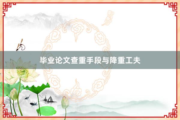 毕业论文查重手段与降重工夫